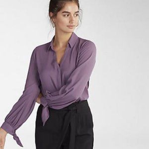 Express Portofino Slim Fit Tie Cuff Blouse